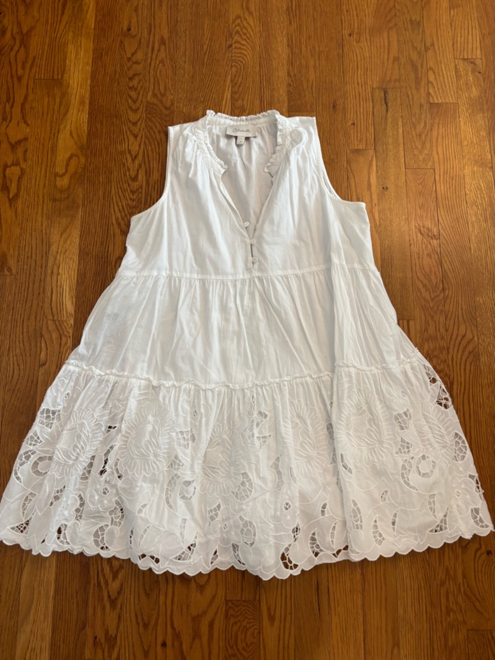 Cleobella White Sleeveless Eyelet Tiered Dress